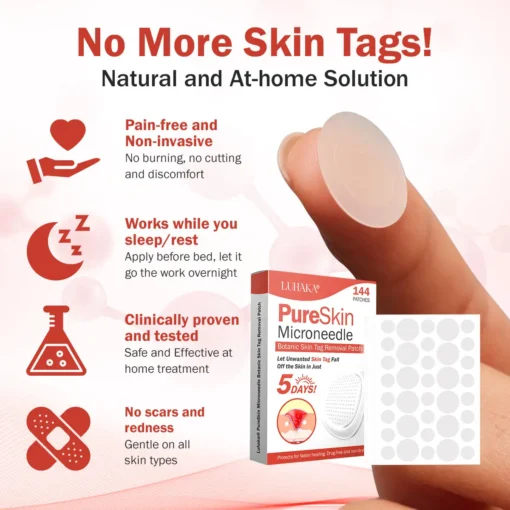 Luhaka® PureSkin Microneedle Botanic Skin Tag Removal Patch