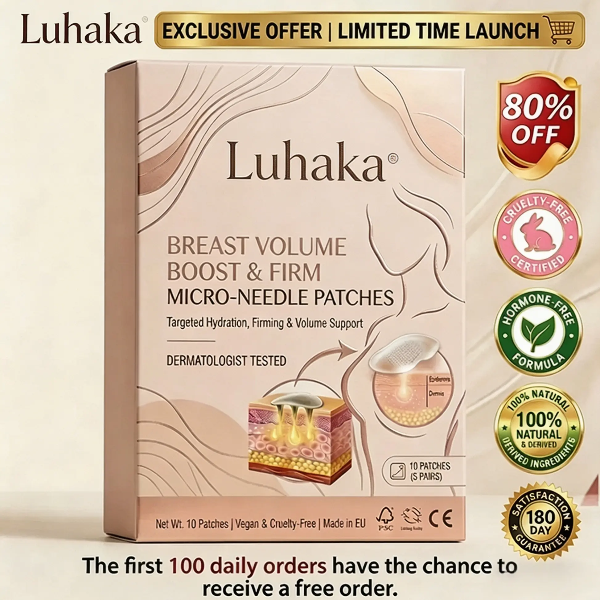 Luhaka® Targeted Breast Enhancement Advanced Nano Microneedle Patch