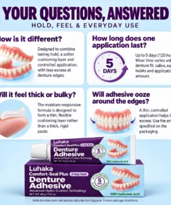 Luhaka Comfort-Seal Plus 5-Day Denture Adhesive with Hyaluronic Acid