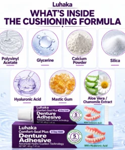 Luhaka Comfort-Seal Plus 5-Day Denture Adhesive with Hyaluronic Acid